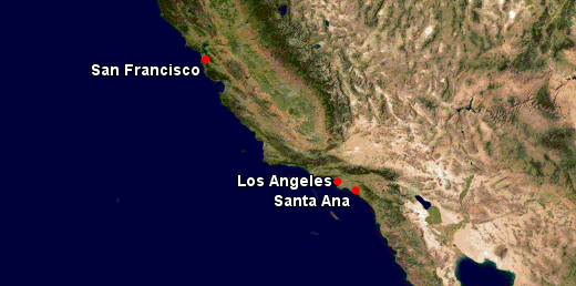 kalifornie-mapa